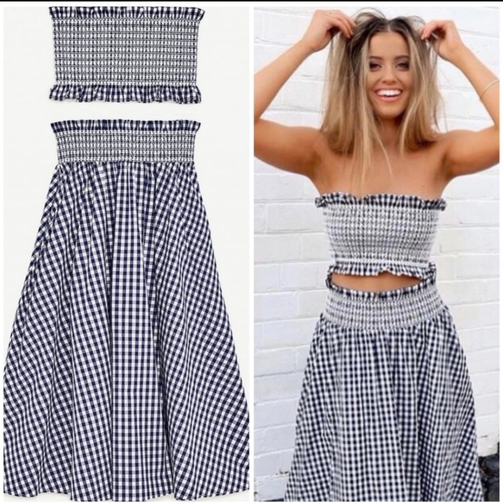Zara Blue and White A-Line Midi Skirt Set - Picture 6 of 8